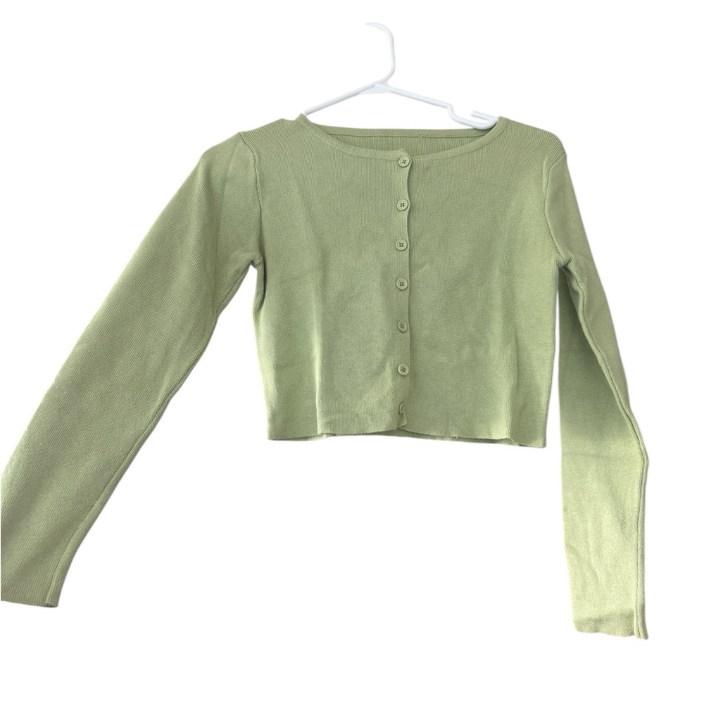 Green Button-Up Cardigan - Picture 2 of 3